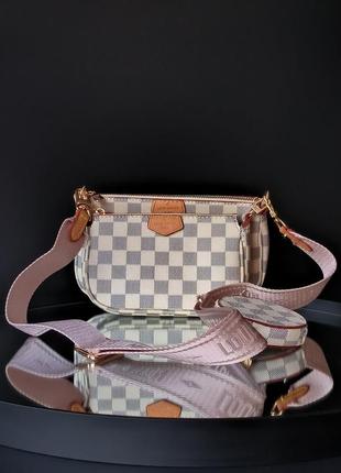 Женская сумка louis vuitton pochete multi ivory pink2 фото