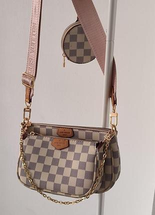 Женская сумка louis vuitton pochete multi ivory pink3 фото