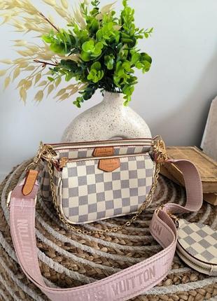 Женская сумка louis vuitton pochete multi ivory pink1 фото