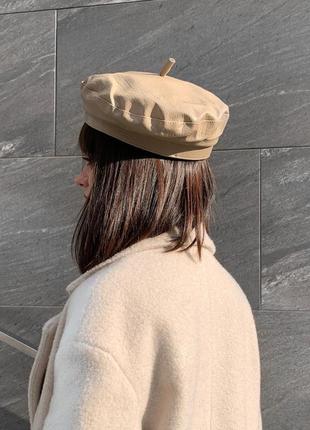 Берет еко шкіра из эко кожи под рептилию кожаный беретик черный женский кепи кандибобер шляпа капелюх кепка3 фото