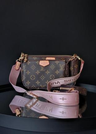 Женская сумка louis vuitton pochete multi brown/pink1 фото