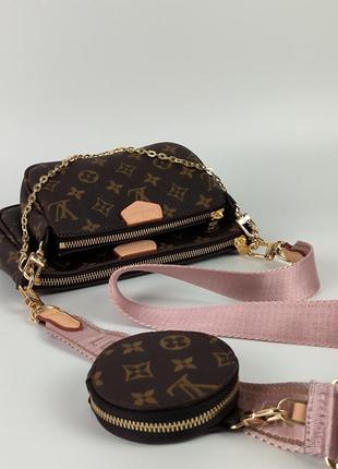 Женская сумка louis vuitton pochete multi brown/pink2 фото