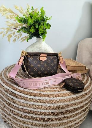 Женская сумка louis vuitton pochete multi brown/pink6 фото