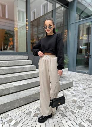 Штаны с разрезами микровельвет