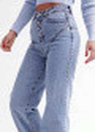 Женские трендовые  джинсы голубого цвета размер от xs-xl2 фото