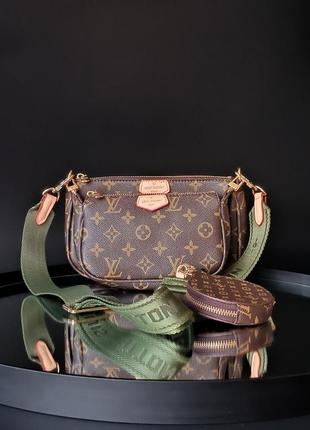 Женская сумка louis vuitton pochete multi brown/green2 фото