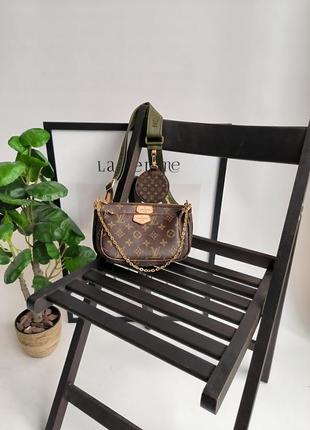 Женская сумка louis vuitton pochete multi brown/green6 фото