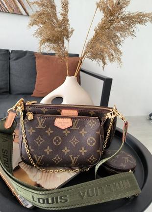 Женская сумка louis vuitton pochete multi brown/green5 фото