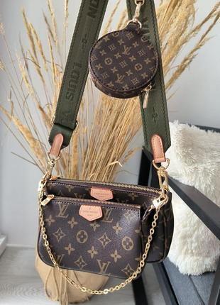 Женская сумка louis vuitton pochete multi brown/green4 фото
