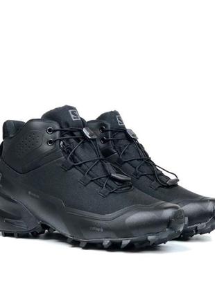 Мужские теплые высокие кроссовки термо salomon cross hike черные4 фото