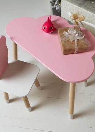 Столик детский облако со стульчиком медвежонок 46х70х40 см розовый/белый. (992518)2 фото