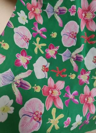 Шелковый палантин шарф стиль fabric frontline zurich принт орхидеи швейцария /4779/4 фото