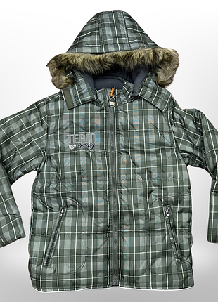 Куртка termotex для мальчиков quadri foglio, серо - зеленая клетка