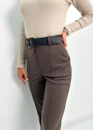 Классические теплые женские штаны со стрелками кашемировые женские штаны классика прямые женские штаны на зиму штаны из кашемира3 фото