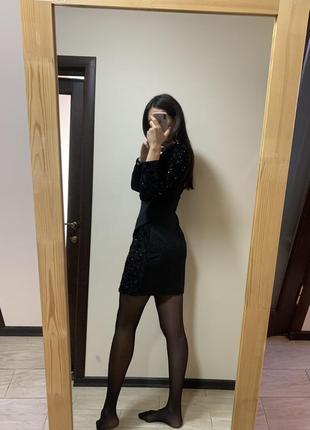 Черное платье с пайетками3 фото