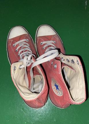 Кеды converse washed hi top red/white