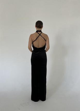 Велюровое макси платье с открытой спиной3 фото