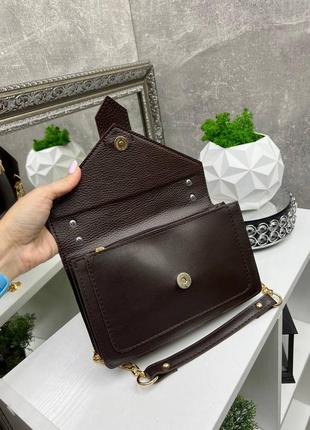 Коричневая стильная качественная трендовая сумочка натуральная замша экокожа2 фото