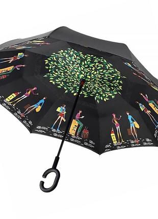 Зонт lesko up-brella наоборот цвет picasso обратное сложение зонт-трость ветрозащитный двойной купол