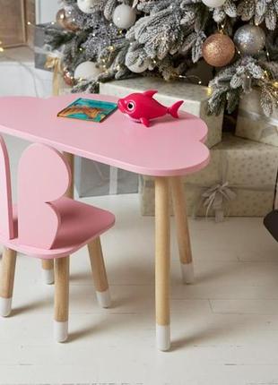 Столик детский облако со стульчиком бабочка 46х70х40 см розовый. (992513)