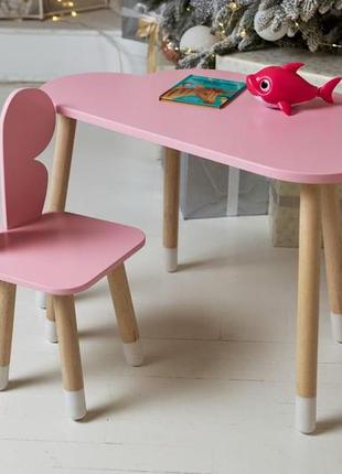 Столик детский облако со стульчиком бабочка 46х70х40 см розовый. (992513)6 фото