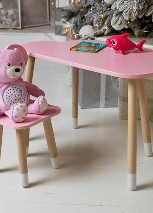 Столик детский облако со стульчиком бабочка 46х70х40 см розовый. (992513)3 фото