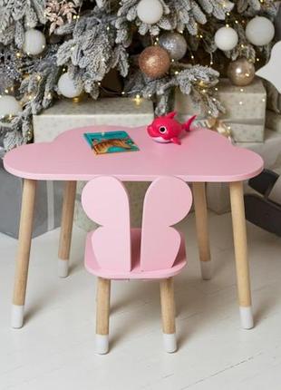 Столик детский облако со стульчиком бабочка 46х70х40 см розовый. (992513)2 фото