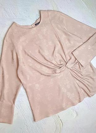 Брендовая нюдовая блузка в нежный цветочный принт marks & spencer, размер 52 - 54