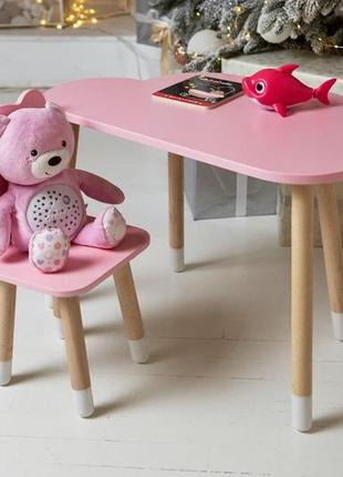 Столик детский облако со стульчиком медвежонок 46х70х40 см розовый. (992516)4 фото