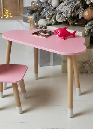 Столик детский облако со стульчиком медвежонок 46х70х40 см розовый. (992516)5 фото