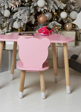 Столик детский облако со стульчиком медвежонок 46х70х40 см розовый. (992516)2 фото