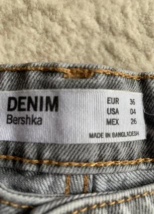 Джинсы мом высокая посадка плотный джинс серые bershka6 фото