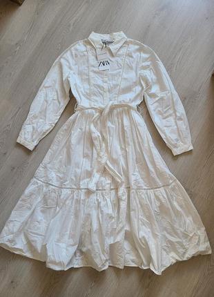 Сукня сарафан плаття сорочка біла під пояс вишивка перфорація zara m
l xl 7521/0566 фото