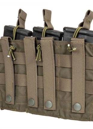 Подсумок тройной открытый primal gear triple carbine magazine pouch koga olive3 фото