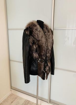 Новая кожаная куртка с мехом лисы2 фото
