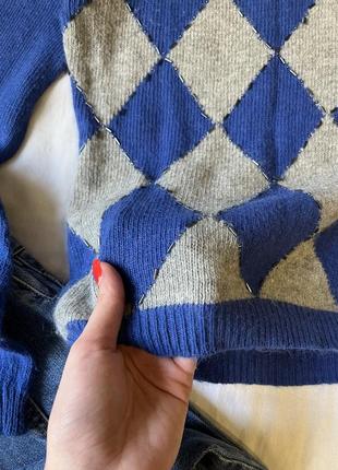 Теплый синий шерстяной свитер с добавлением ангоры4 фото