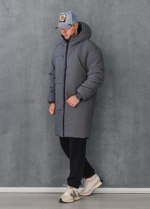 Зимний удлиненный пуховик, куртка с капюшоном. водоотталкивающая плащевка, синтепух s-xl3 фото
