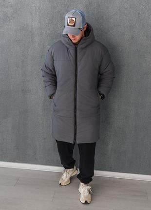 Зимний удлиненный пуховик, куртка с капюшоном. водоотталкивающая плащевка, синтепух s-xl2 фото