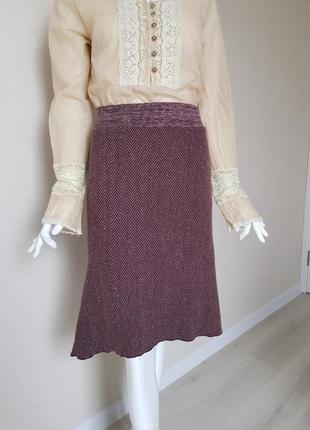 Стильная актуальная теплая трикотажная юбка с шерстью и шелком mango1 фото