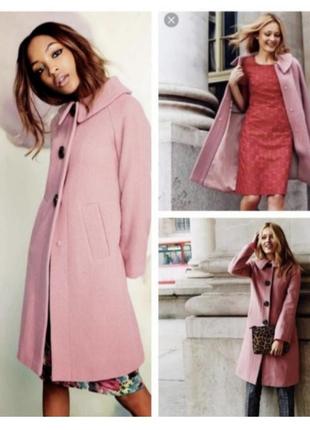 Шерстяное осеннее весеннее розовое пальто1 фото