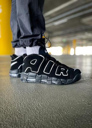 Кросівки жіночі / чоловічі чорні nike air more uptempo 96 "black/white"