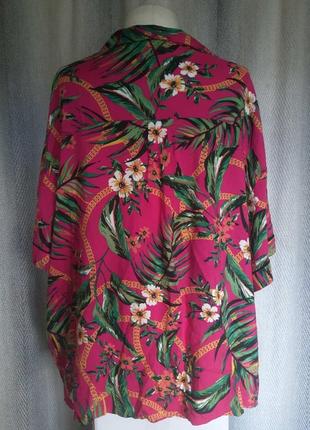 100% вискоза женская натуральная гавайская летняя, пляжная рубашка, блуза, блузка, гавайка, штапель.8 фото