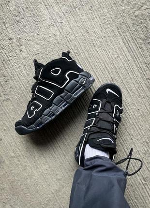 Кросівки жіночі / чоловічі чорні nike air more uptempo 96 "black/white"4 фото