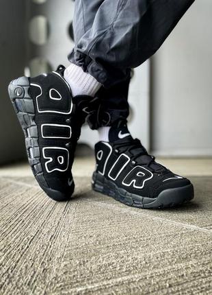 Кросівки жіночі / чоловічі чорні nike air more uptempo 96 "black/white"3 фото