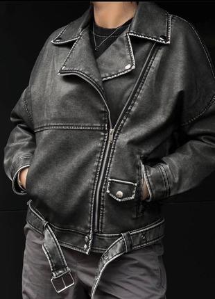 Куртка косуха, р.s,m,l эко-кожа, графит2 фото