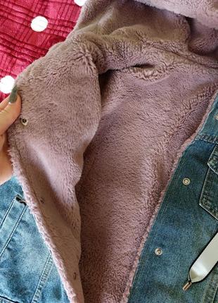 Джинсова шубка (джинсова хутряна куртка)2 фото
