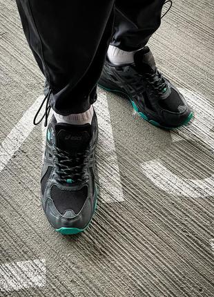 Кросівки жіночі / чоловічі чорні asics gel-venture 6 "black/green"