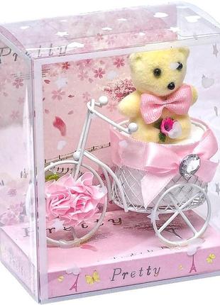 Набор подарочный "декоративный велосипед с мишкой" флочная игрушка, подарок декор статуэтка.