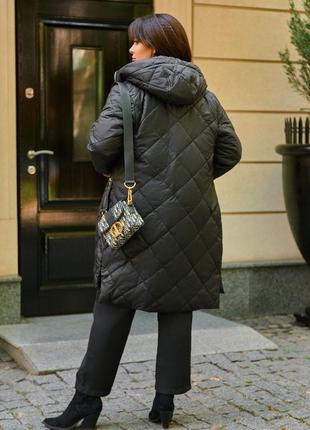 Стильная удлиненная демисезонная курт, демисезонное стеганое пальто6 фото