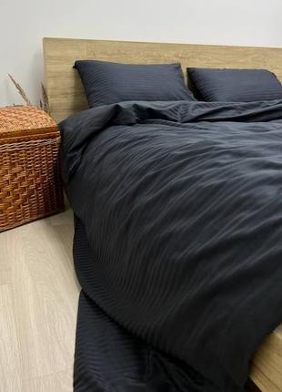 👍 постельное белье страйп сатин черный цвет